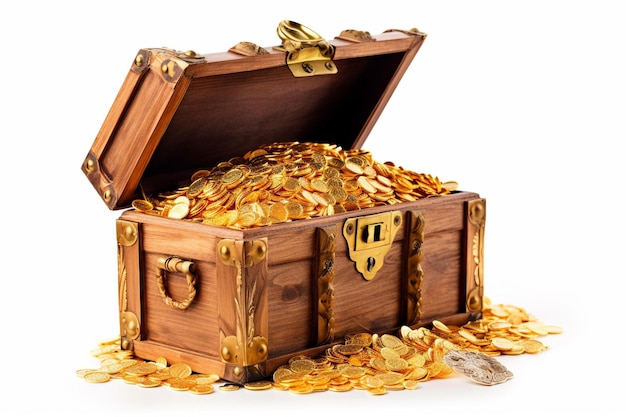 Premium Photo Open treasure chest overflowing with gold coins