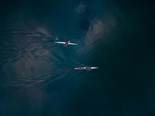 Open Water Sport Kayak And Canoe Aerial View