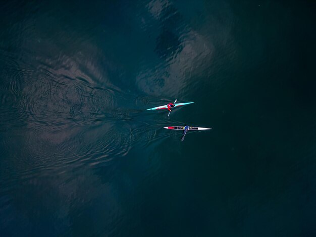 Open Water Sport Kayak And Canoe Aerial View