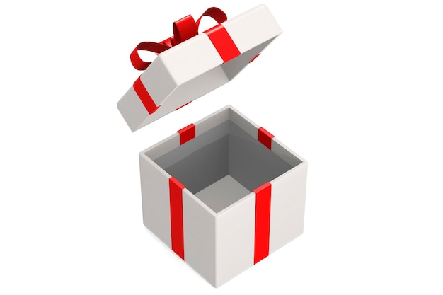 Open white gift box isolated