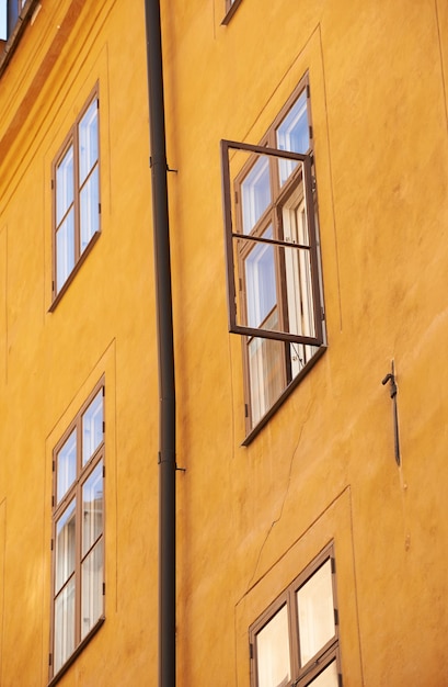 Open window A lowangle shot of a building exterior