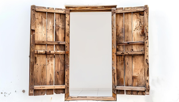 Photo open wooden door on white background