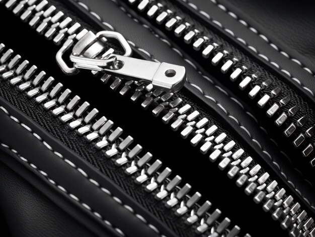 Photo an open zipper with a black and white background