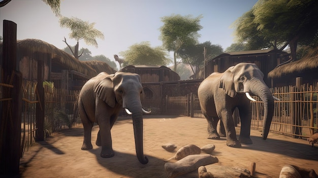 The openair elephant exhibit is designed to provide a natural and stimulating environment for elephants Generated by AI