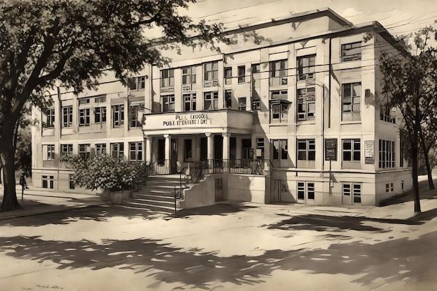 Openbaar schoolgebouw ai gegenereerd