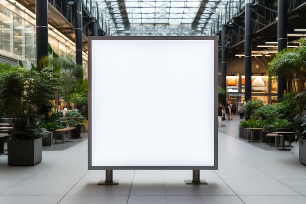 Openbaar winkelcentrum winkelcentrum reclamebord ruimte als lege lege witte mockup Generatieve AI