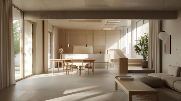 The openconcept living space is flooded with natural light from the large windows