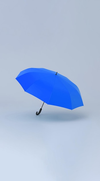 Foto ombrello blu aperto su sfondo bluconcepto di rendering 3d della sicurezza aziendale