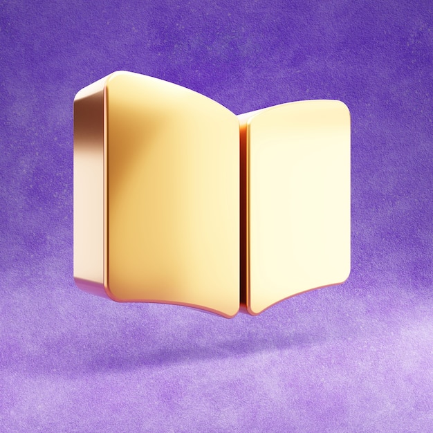 Opened book icon isolated on violet velvet