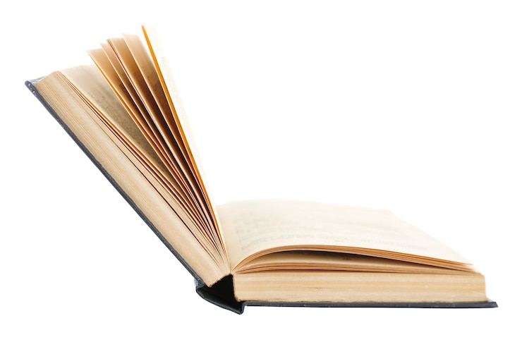 Photo opened book isolated on white