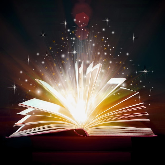 Opened Book With Magic Lights  Magic Background