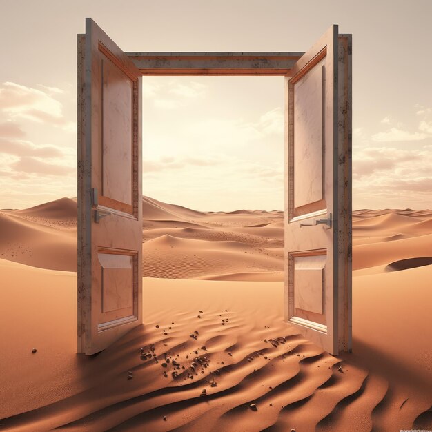 Opened door on desert