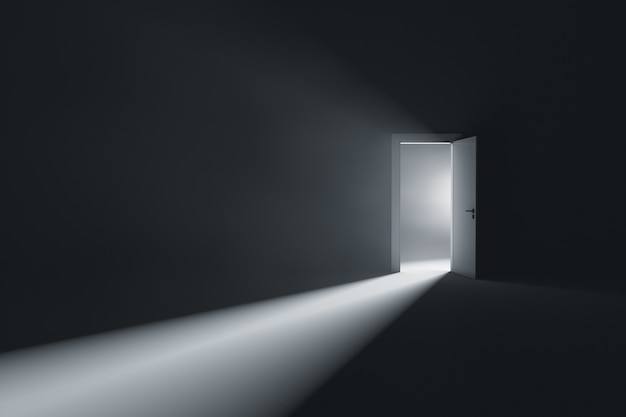 Opened door with light from inside