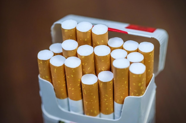 An opened full pack of cigarettes