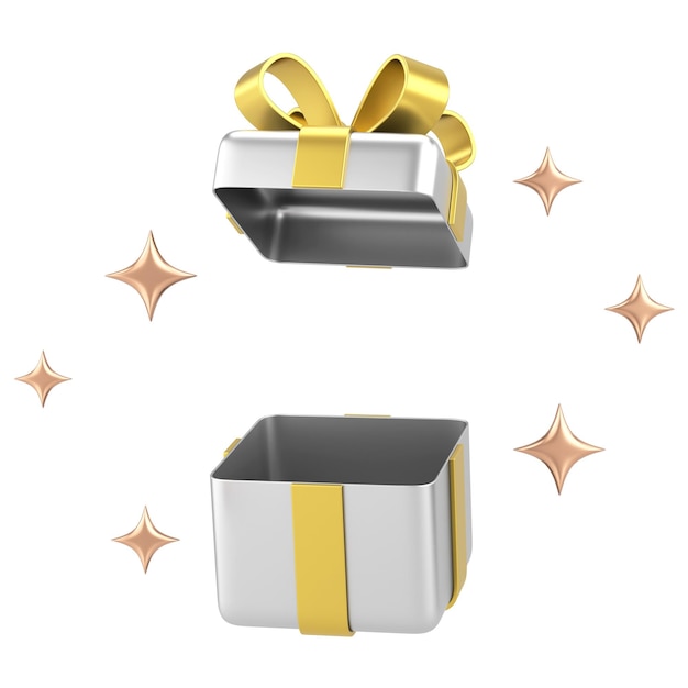 Opened gift box 3D gift box 3D illustration