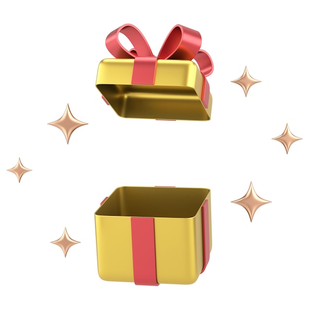 Opened gift box 3D gift box 3D illustration