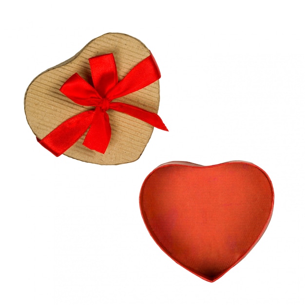 Opened heart shaped gift box