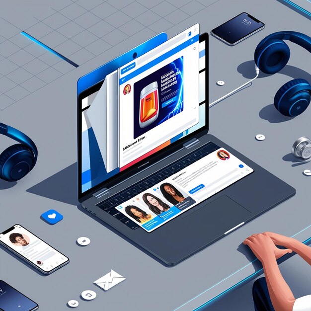 응용 프로그램 아이콘으로 노트북을 열고 기술 장치 및 앱 버튼으로 통신 및 상호 작용 개념 모바일 장비 컴퓨터 디스플레이 멀티미디어 태블릿 프로그램 소프트웨어