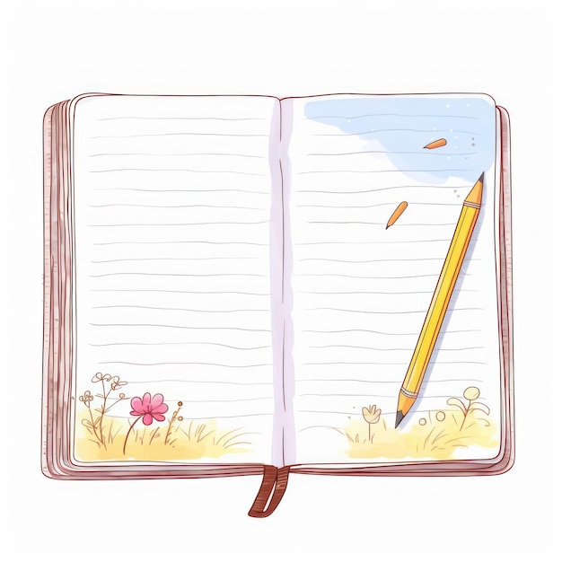 Opened notepad with magic wand on a white background Vector illustration