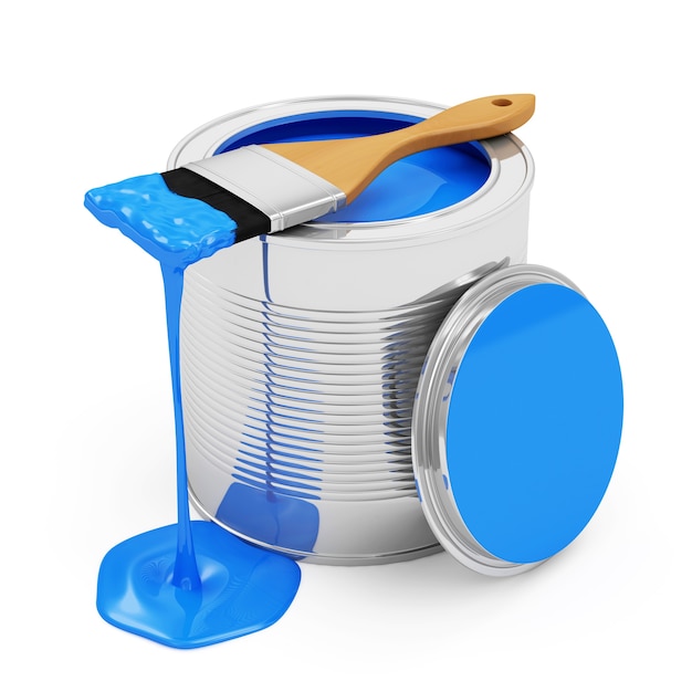 Opened Paint Can with Paintbrush