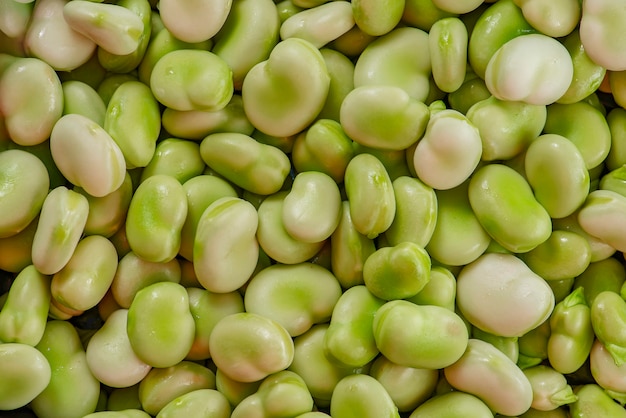 Photo opened peeled green soy bean