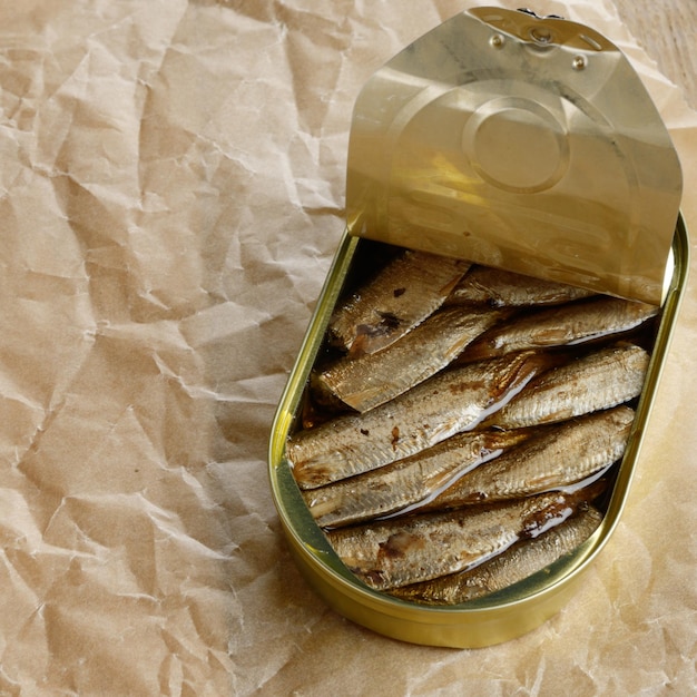 Opened Sprat tin can