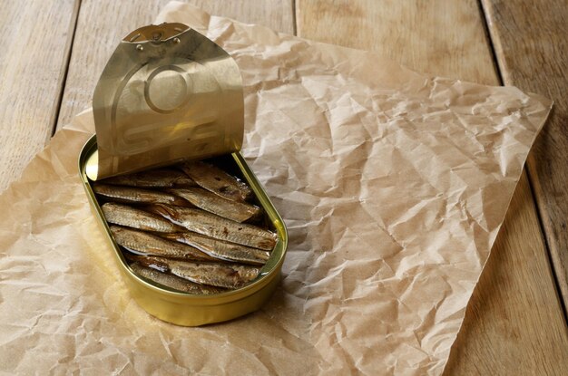 Opened Sprat tin can