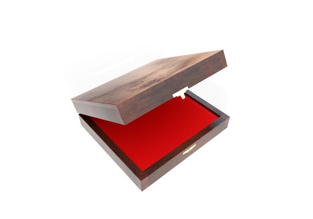 Opened square wooden box mockup casket packaging 3d rendering