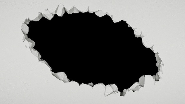 opening in de witte muur in de vorm van een ovale, 3d illustratie