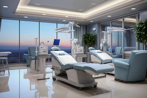 operating room with a hospital bed and equipment