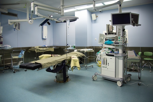 Operating room with modern equipment in clinic.