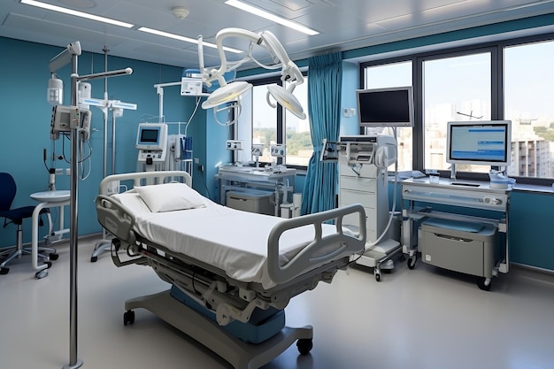 Operating Room with Monitors in Hospital Generative AI