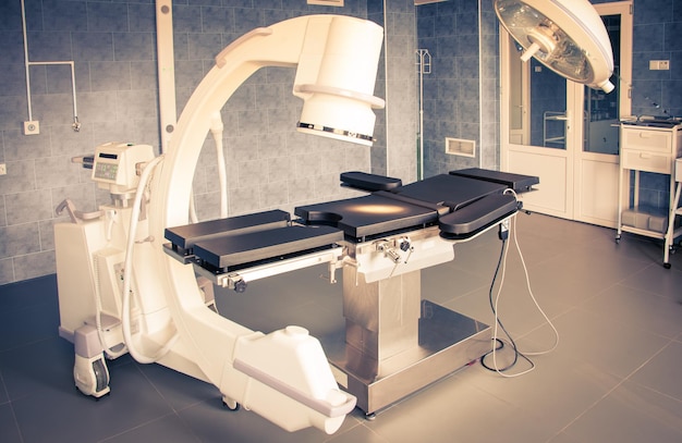 operating room with X-ray medical scan. medical equipment theme. toned.