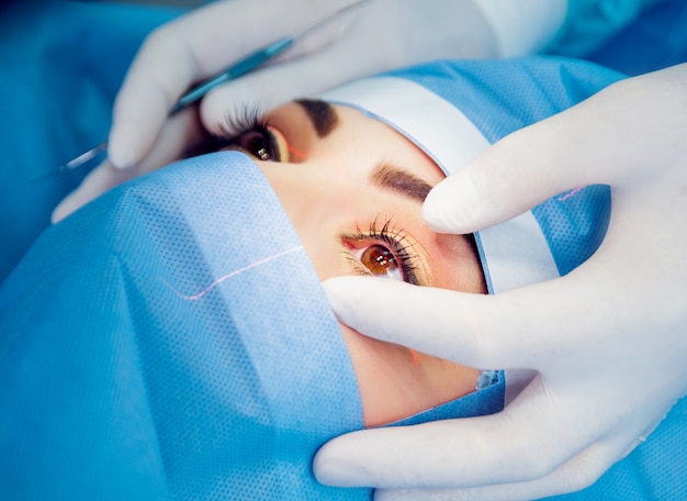 The operation on the eye. Cataract surgery.