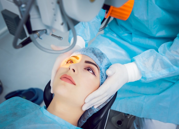 The operation on the eye. Cataract surgery.