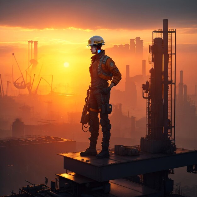 Operator Standing Man in a field of Industry