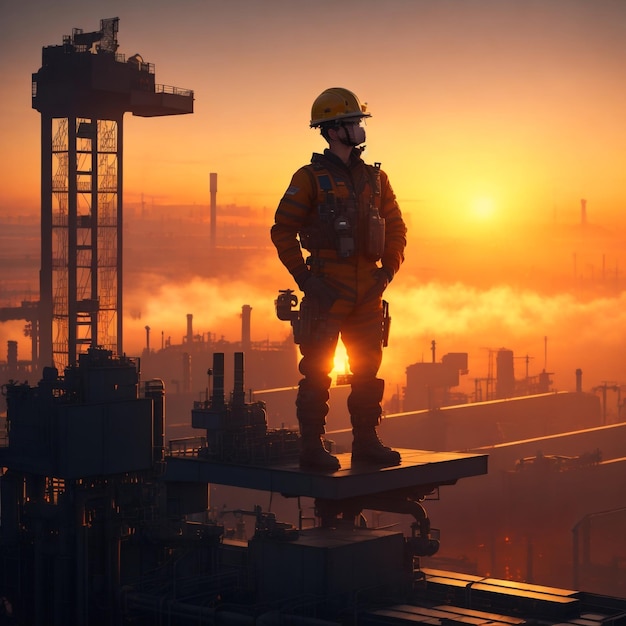 Operator Standing Man in a field of Industry