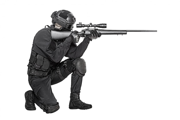 operator with sniper rifle aiming enemy