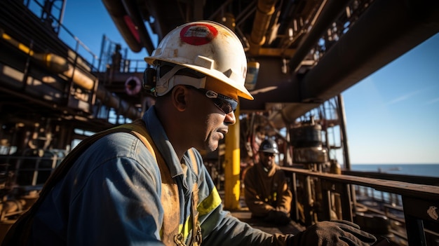 Photo an operator working doing maintenance tasks on an oil