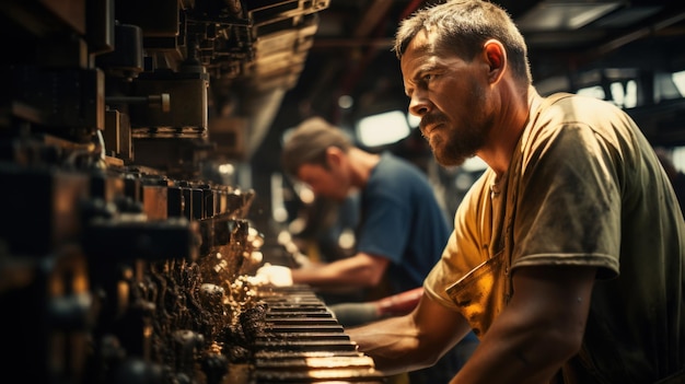 An operator working doing maintenance tasks on an oil