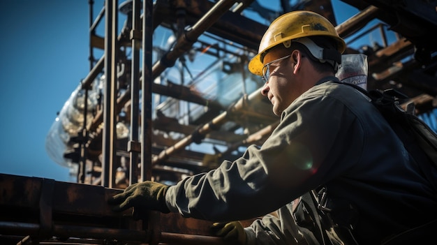 Photo an operator working doing maintenance tasks on an oil