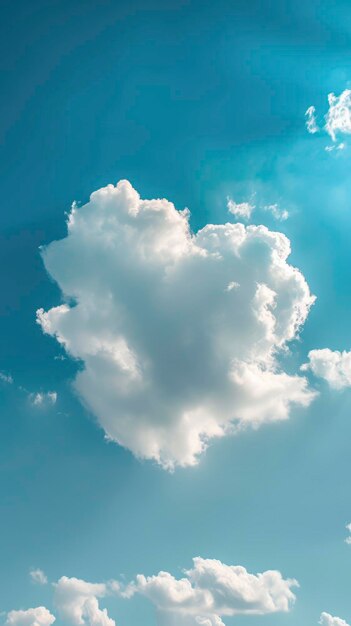 Opgeblazen wolken vormen een hartvormige vorm op de blauwe hemel Zomerdag prachtig landschap