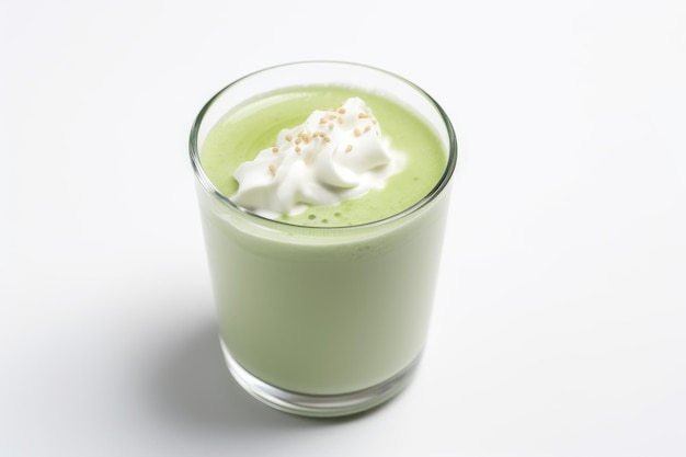 Opgeklopte groene thee melk latte Kopje room Genereer Ai