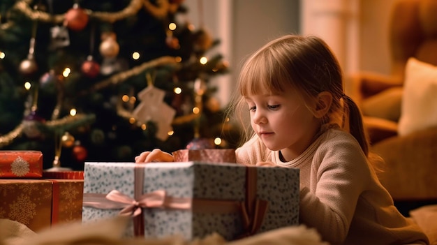 opgewonden jongen met haar kerstcadeau