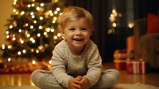 opgewonden jongen met haar kerstcadeau