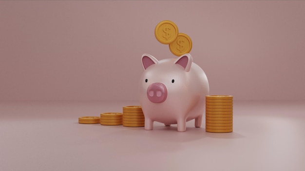 Opgroeien opslaan voor zakelijk en financieel concept idee 3D-rendering