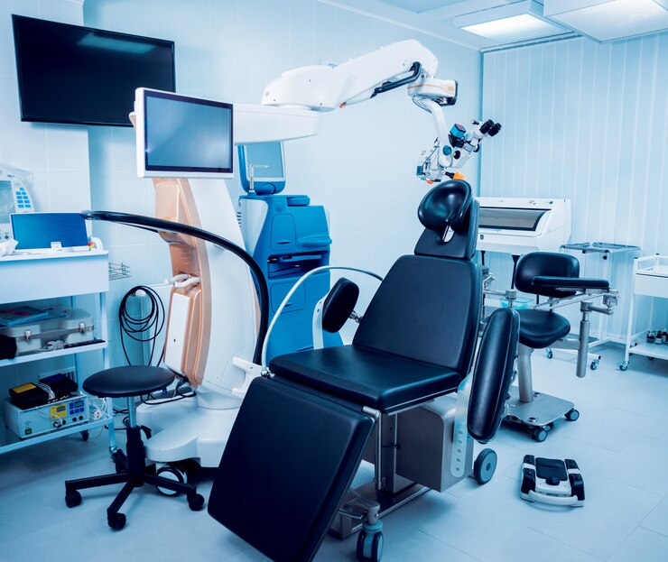 Photo ophthalmic equipment. medical laboratory. modern medical technology.