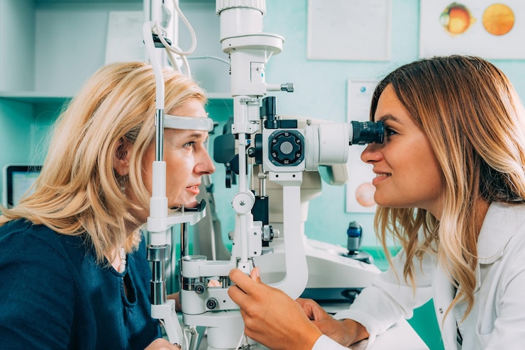 Photo ophthalmology slit lamp exam