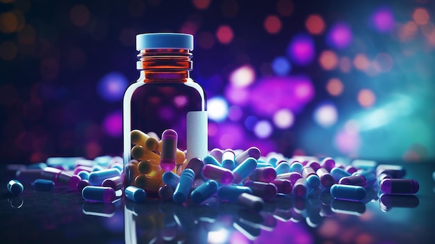 Photo opioid prescription bottle of pills