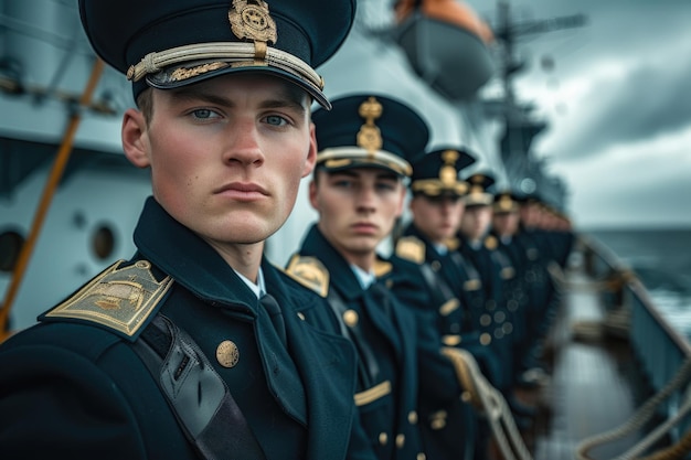 Foto opkomende maritieme leiders inspireren maritieme cadetten aan hun reis van opleiding, discipline en leiderschap in dienst van de zee.